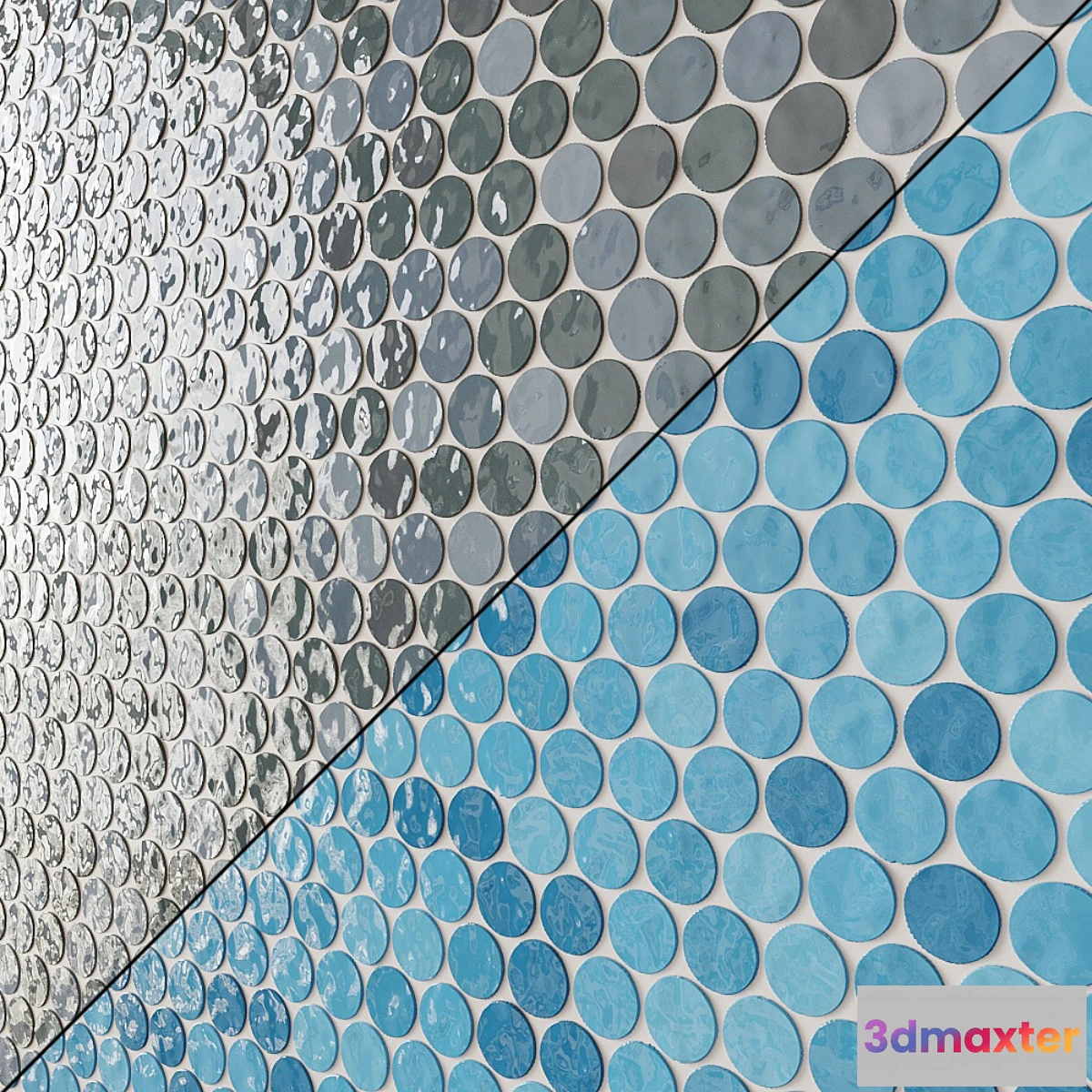 1358150 - GlassPenny Round Mosaic Wall & Floor Tile 12 Colors 3D Max