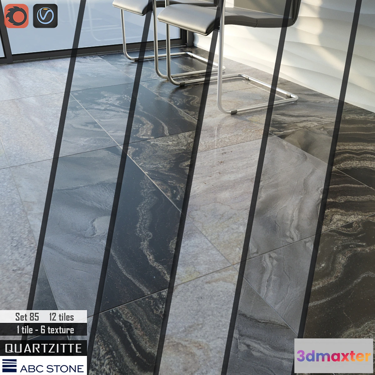 1395708 - ABC stone Set 85 3D Max