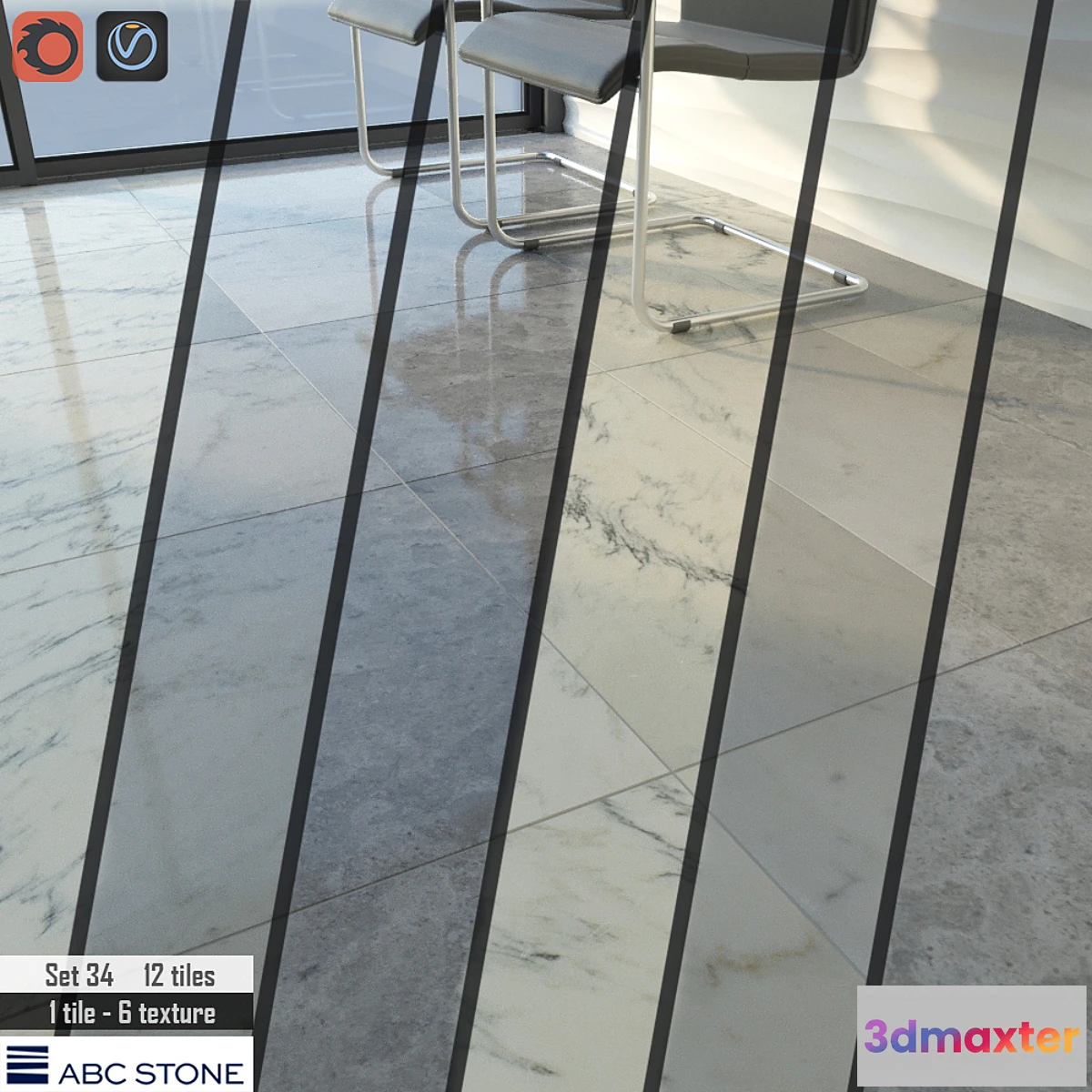 1399506 - ABC stone Set 34 3D Max