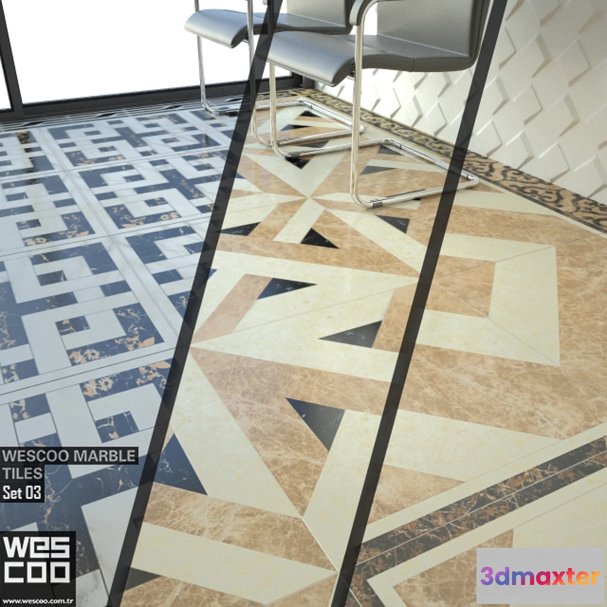 1399772 - WESCOO Marble Tiles WATERJET DECORS ACCESSORIES Set 03 3D Max