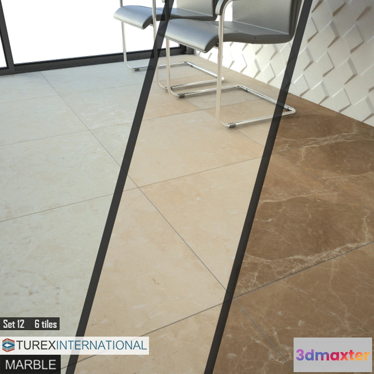 1400376 - TUREX INTERNATIONAL Marble Tiles Set 12 3D Max