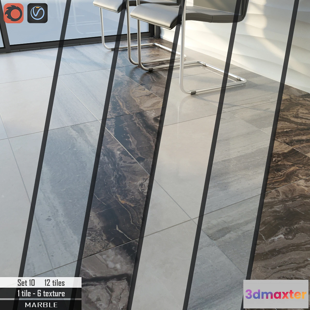 1403100 - Stone tile set 10 3D Max