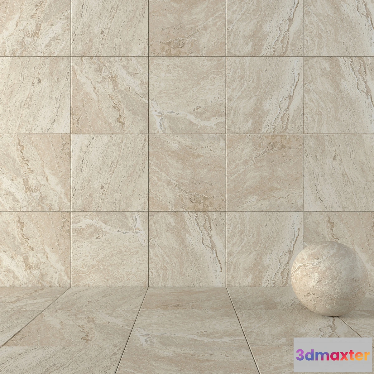 1405806 - Stone Wall Tiles Antico Sand Set 1 3D Max
