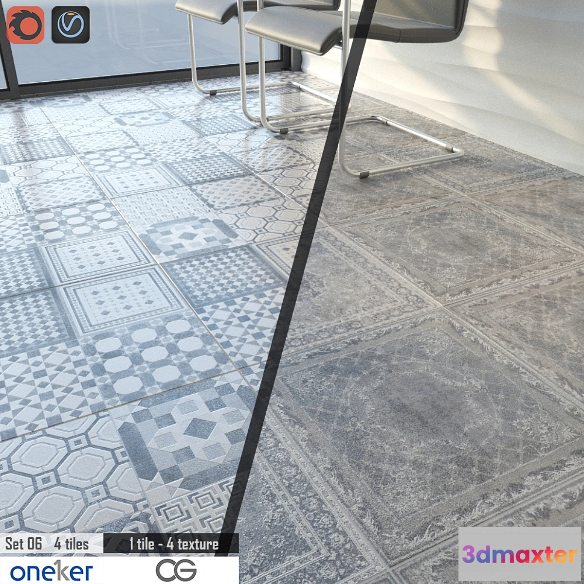 1407168 - Oneker Tile Set 06 3D Max