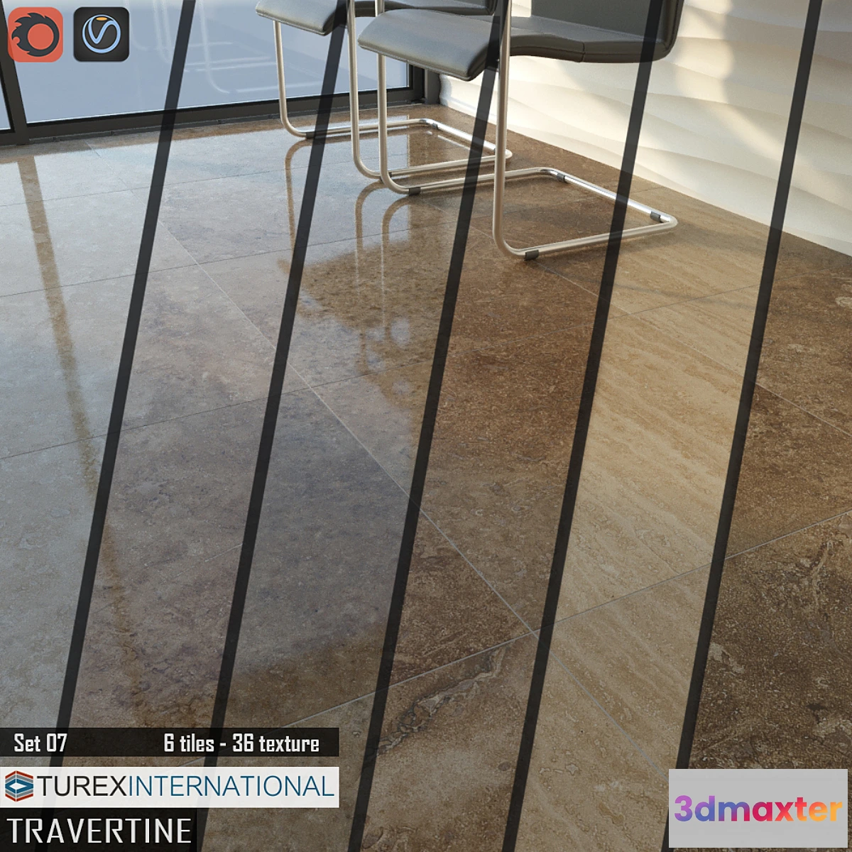 1409086 - TUREX INTERNATIONAL Travertine Tiles Set 07 3D Max