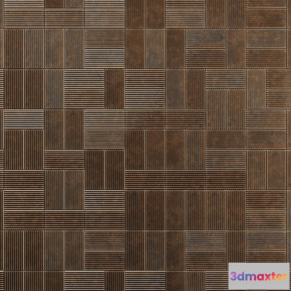 1411836 - Tile wall Ariosto Ribbed Oxide Metal Rusty 3D Max