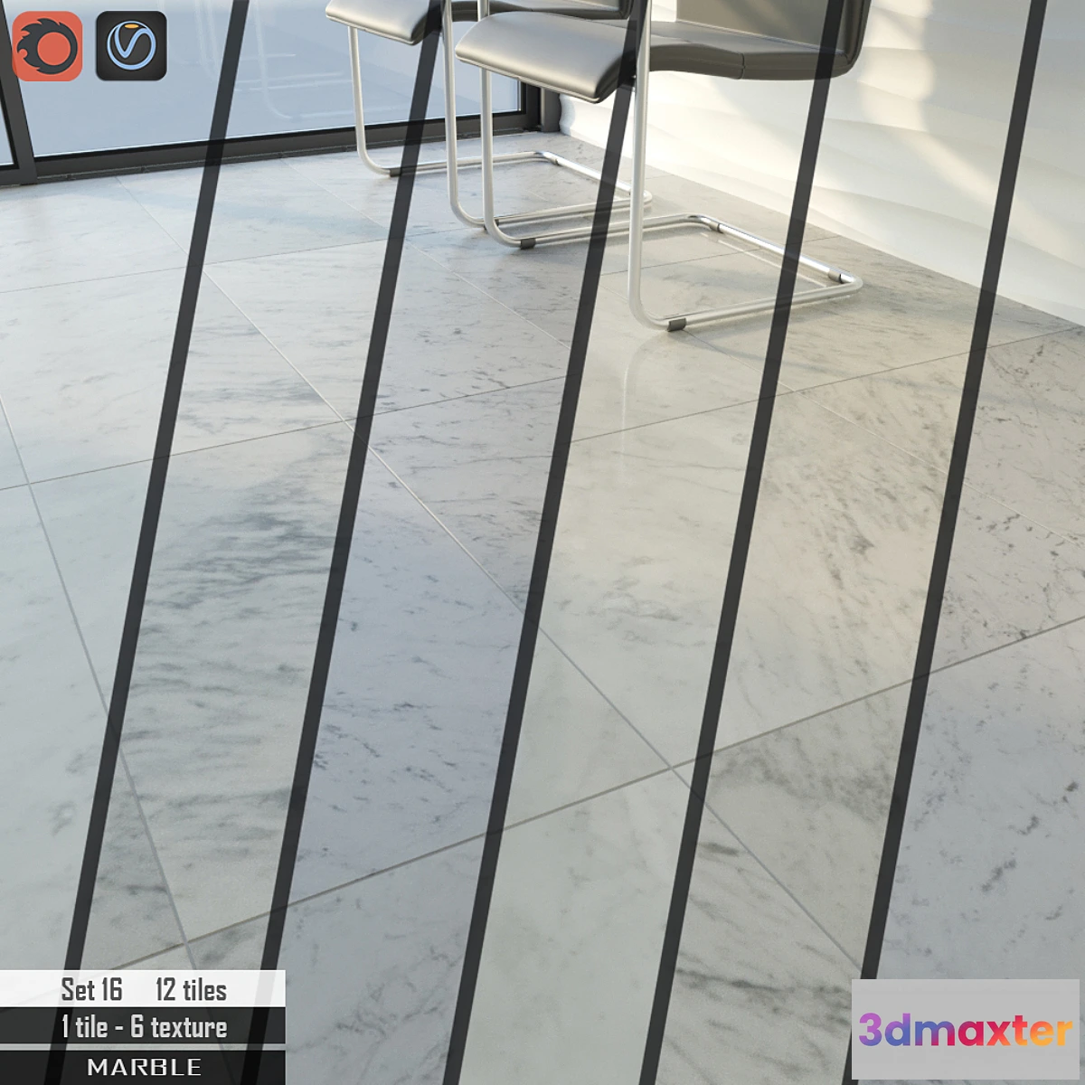 1414246 - Stone tile Set 16 3D Max