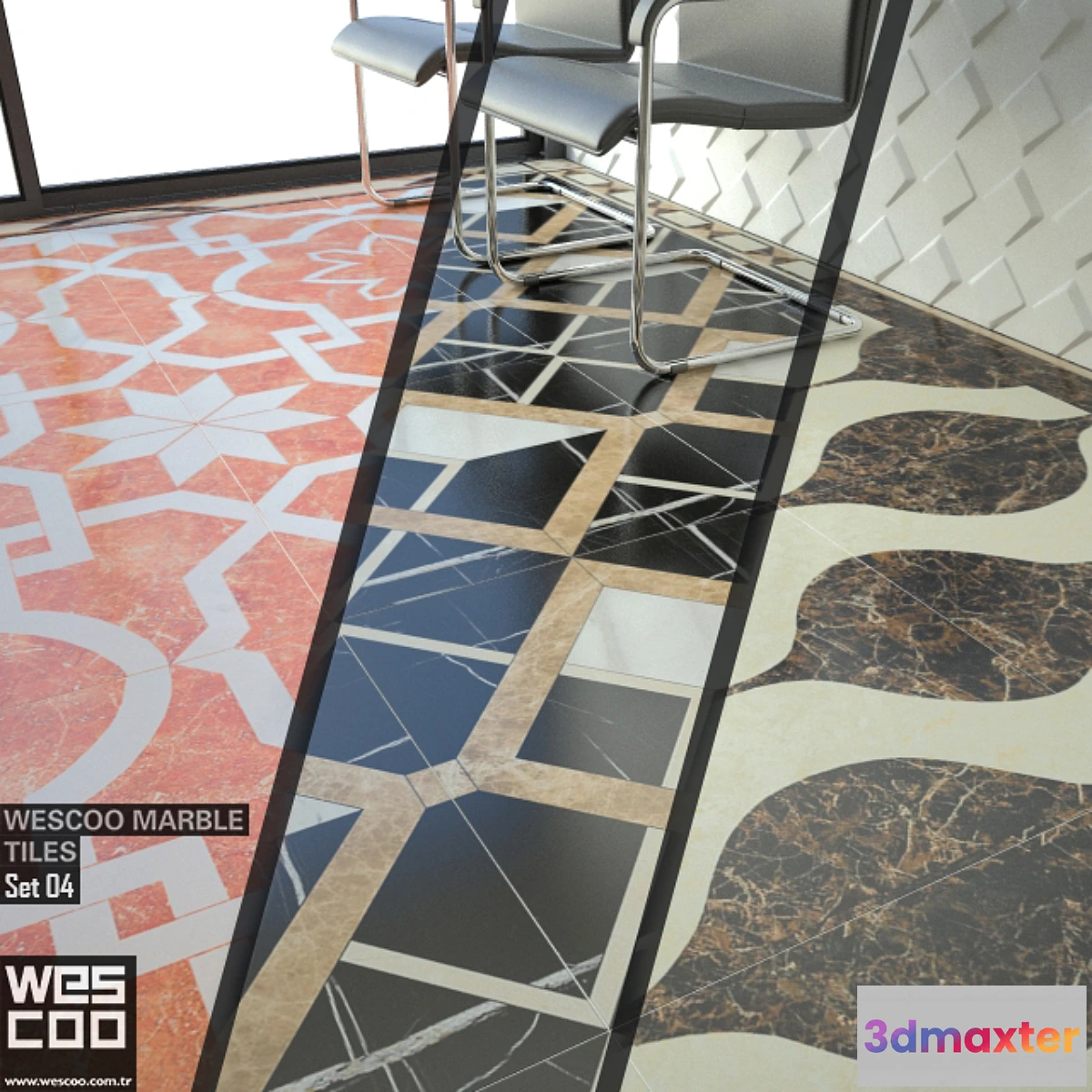 1414826 - WESCOO Marble Tiles WATERJET DECORS ACCESSORIES Set 04 3D Max