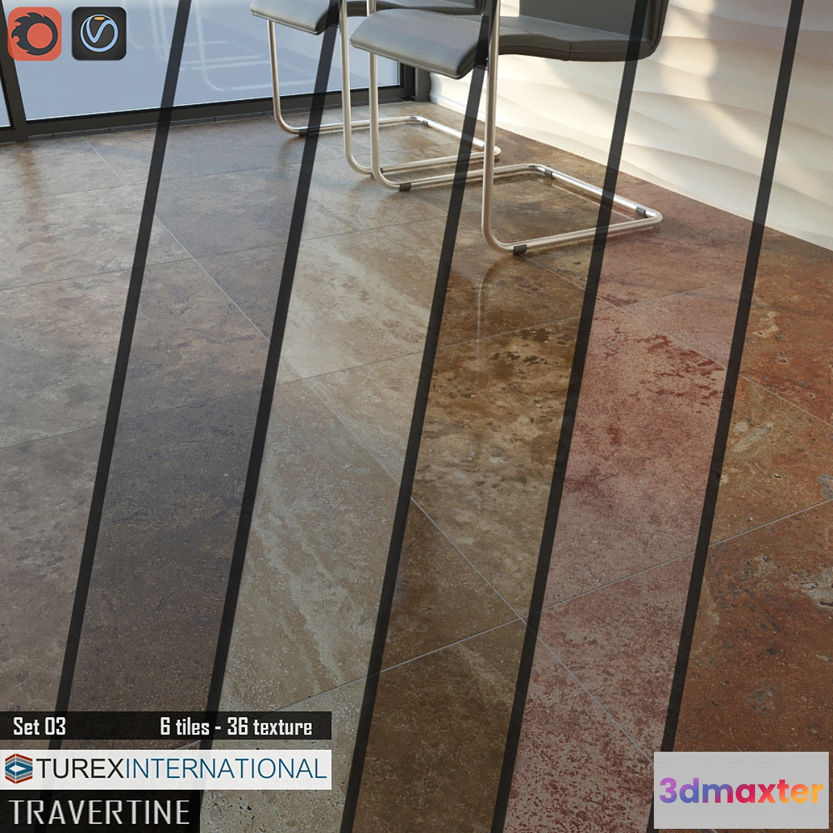 1417386 - TUREX INTERNATIONAL Travertine Tiles Set 03 3D Max