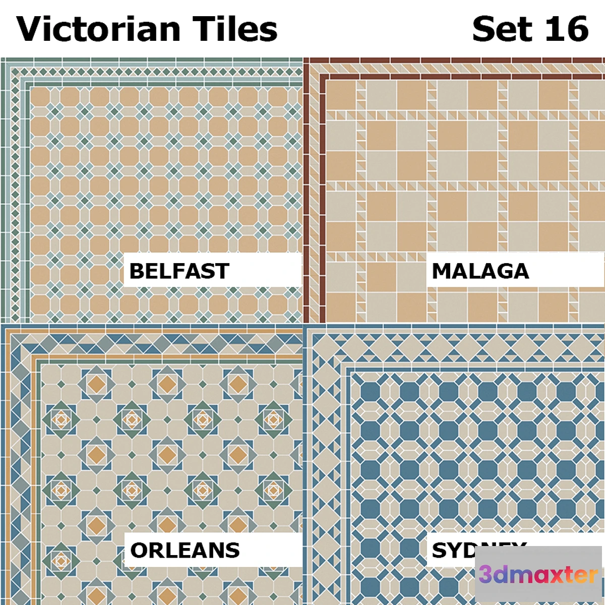 1420952 - Topcer Victorian Tiles Set 16 3D Max