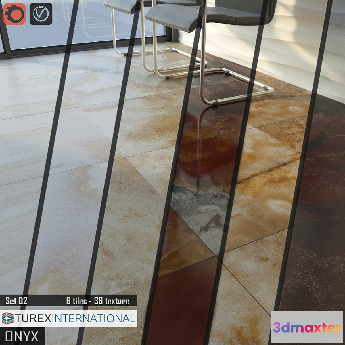 1424360 - TUREX INTERNATIONAL Onyx Tiles Set 02 3D Max