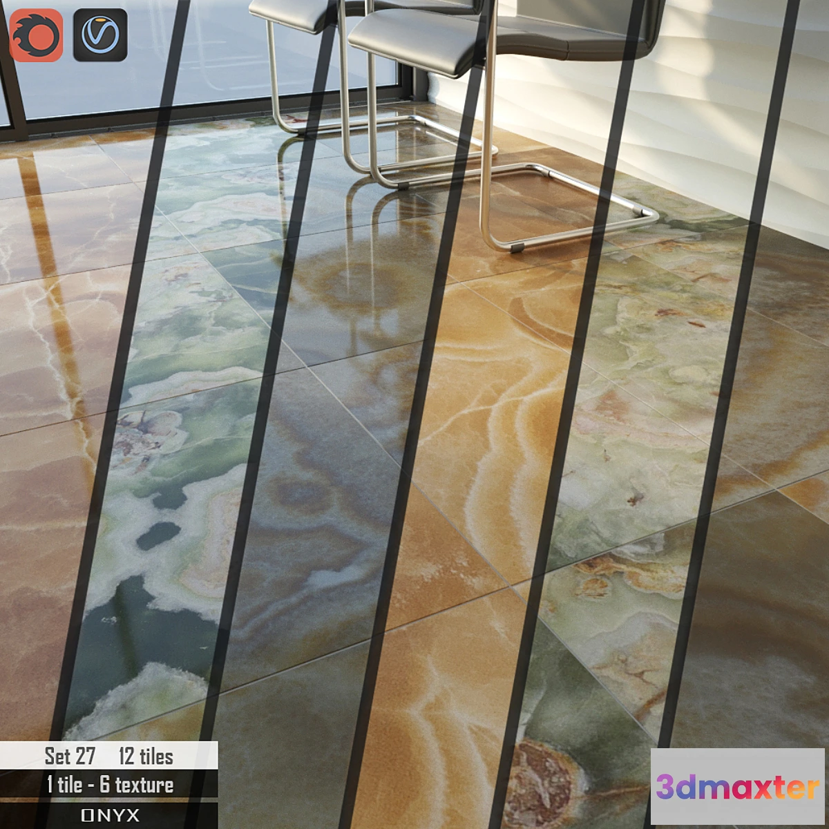 1431000 - Stone tile set 27 3D Max