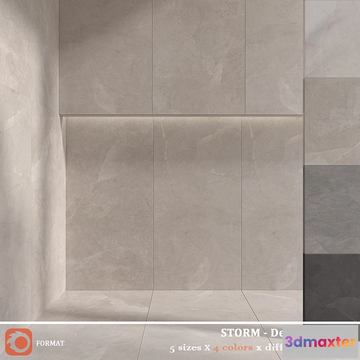 1436506 - Desvres Ariana STORM white sand gray mud 3D Max