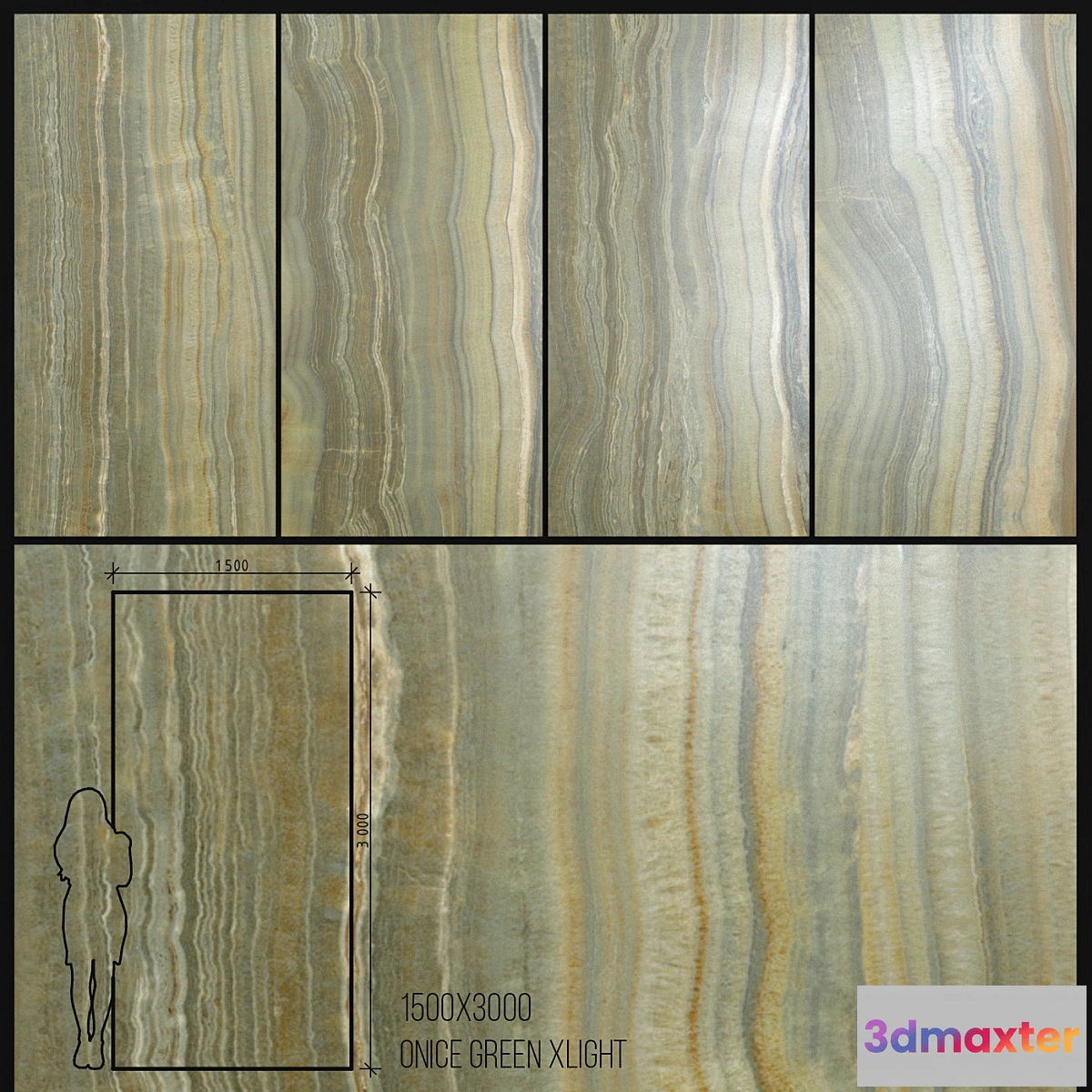 1442306 - Ceramic Tile Urbatek Porcelanosa Xlight Onice Green 1500×3000 3D Max