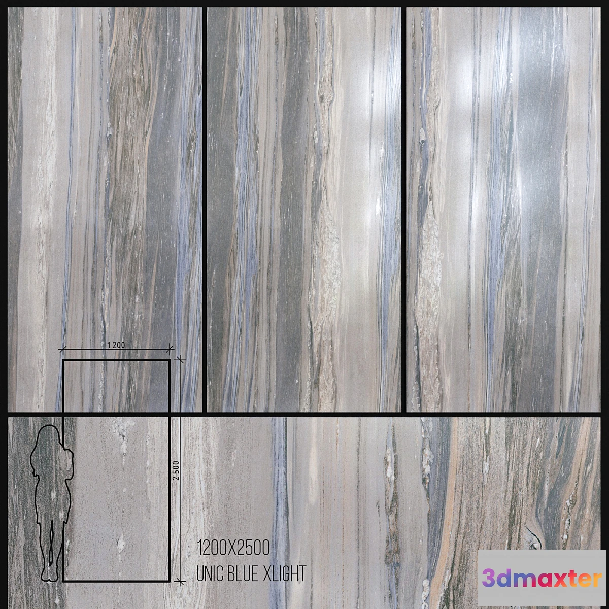 1447334 - Ceramic Tile Urbatek Porcelanosa Xlight Unik Blue 1200×2500 3D Max