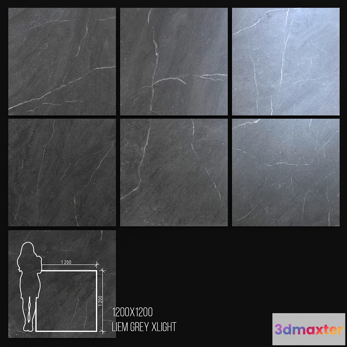 1451612 - Ceramic Tile Urbatek Porcelanosa Xlight Liem Gray 1200×1200 3D Max