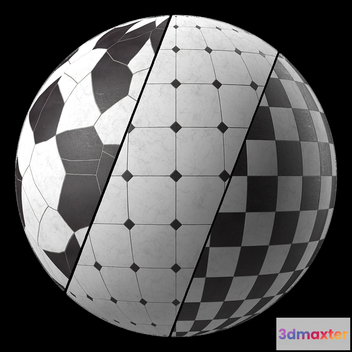 1454188 - Marble Tile Materials 11- Marble Mixed by Stone 3 patterns Tile - Pbr 4k Seamless 3D Max