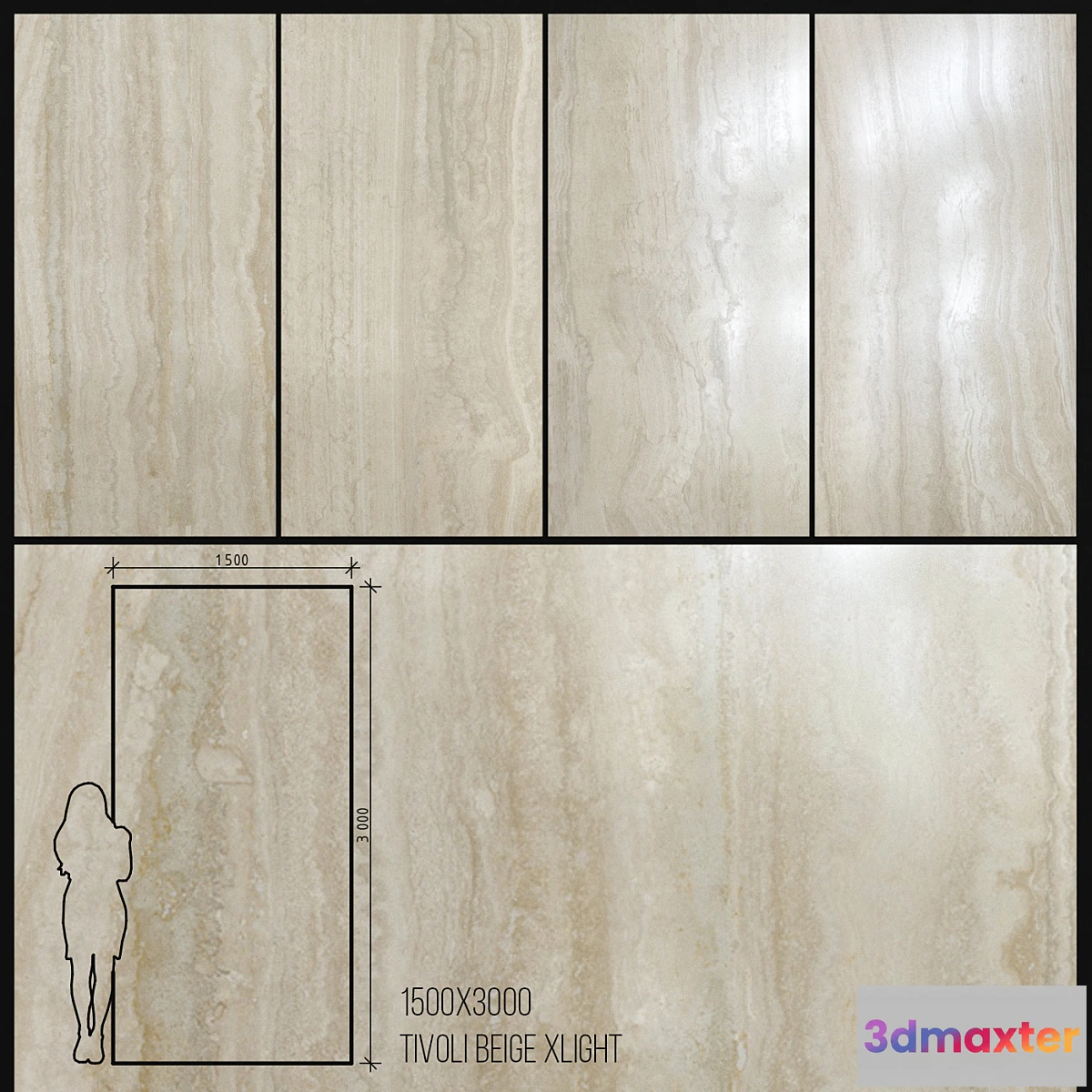 1459640 - Ceramic Tile Urbatek Porcelanosa Xlight Tivoli 1500×3000 3D Max