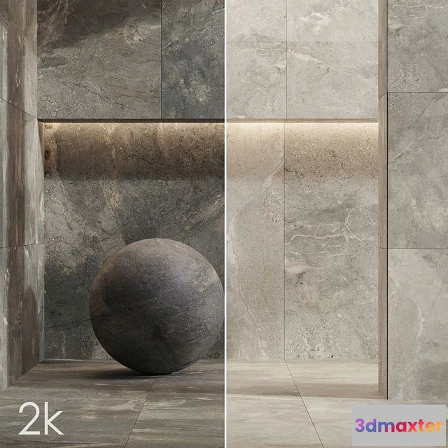 1559910 - Stone Set 58 - Bundle 2 types Black Slate & Brown Slate 2K 3D Max