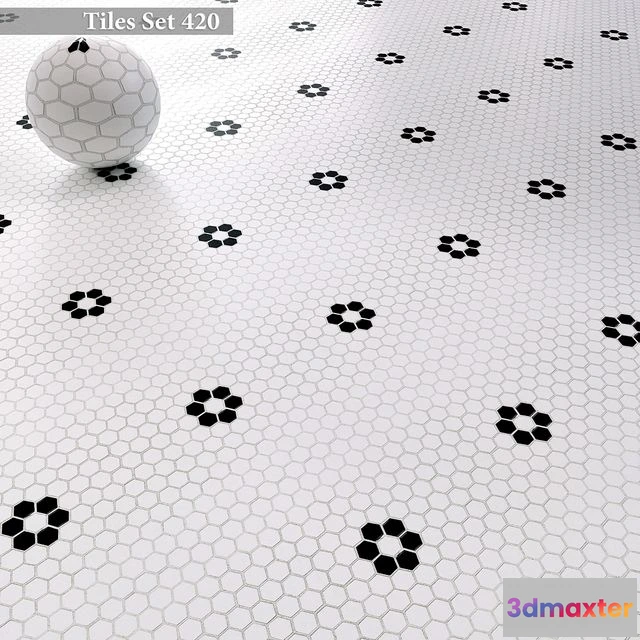 1562735 - Tiles set 420 (Metro Hex Porcelain Honeycomb Mosaic) 3D Max