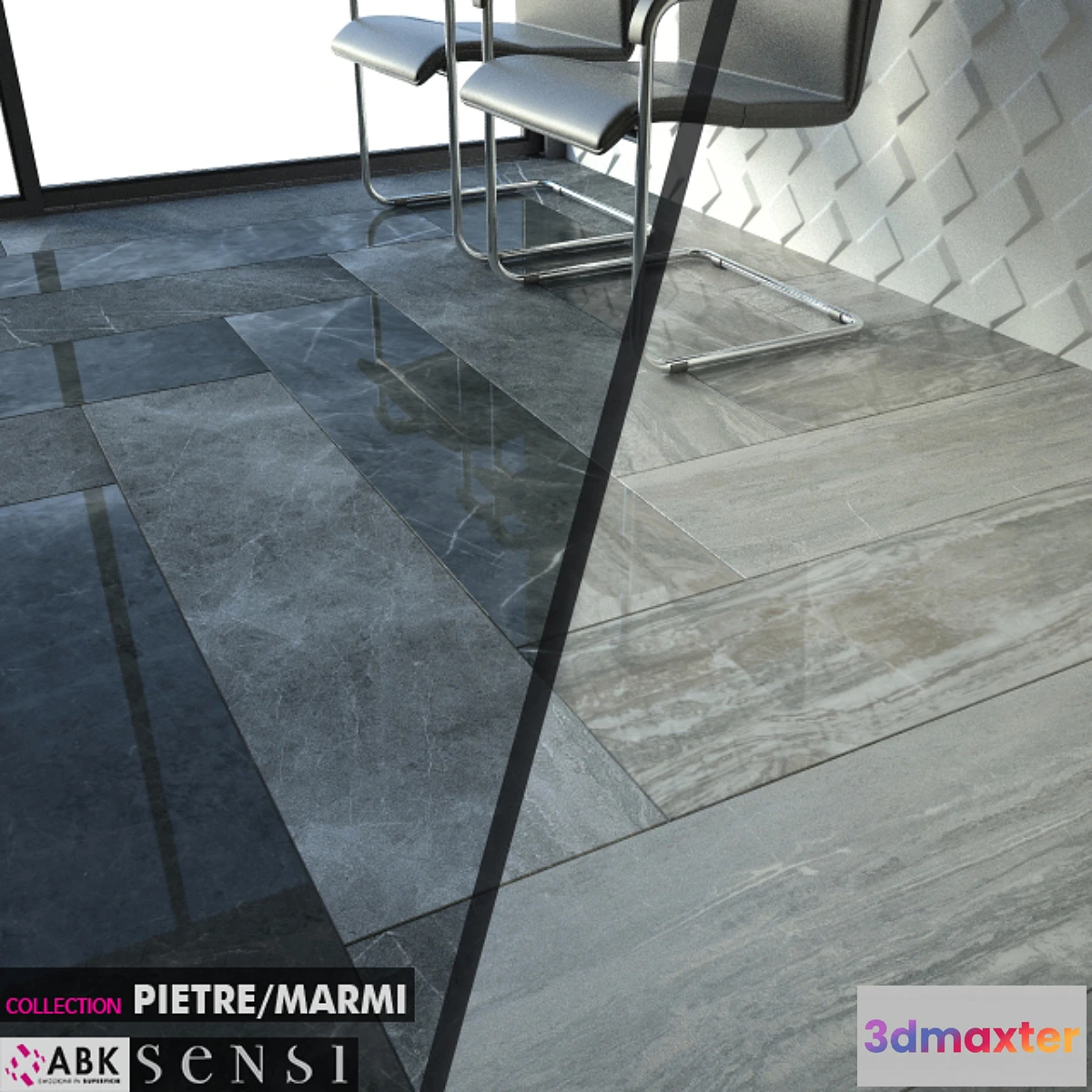 651447 - ABK COLLECTION PIETRE MARMI SENSI ARABESQUE SILVER PIETRA GREY Set 02