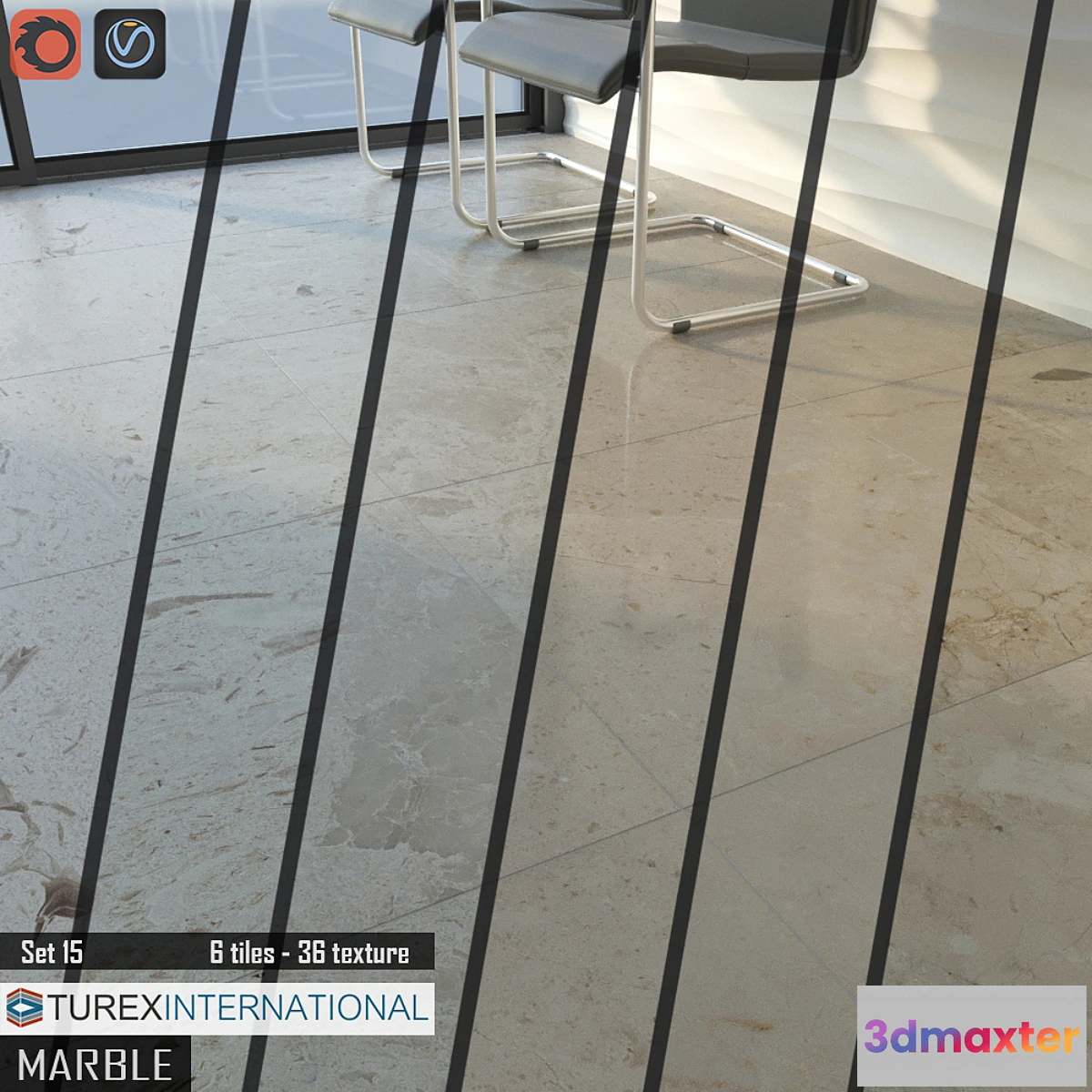 673437 - TUREX INTERNATIONAL Marble Tiles Set of 15