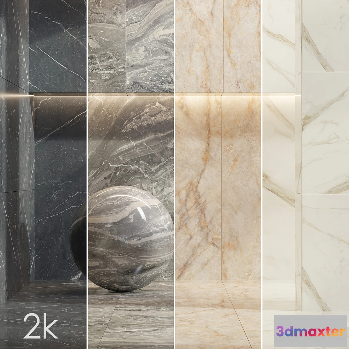 685668 - Caesar Set 25 - Marble BUNDLE - 4 types White Grey Beige and Black