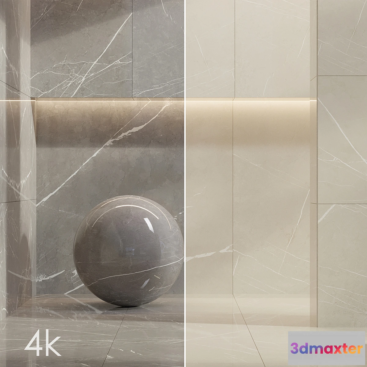 752359 - Marble Set 04 - Bundle - 2 Types of Pulpis Gray and Beige _ 4k - No.2