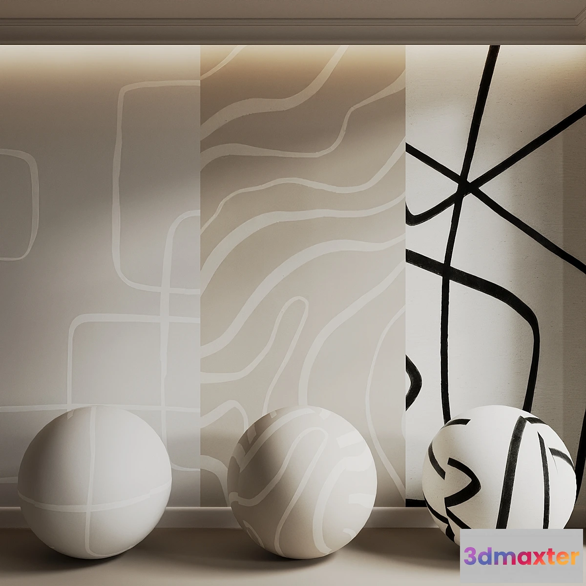 1322424 - Neutral Abstract Wallpaper Set 3D Max