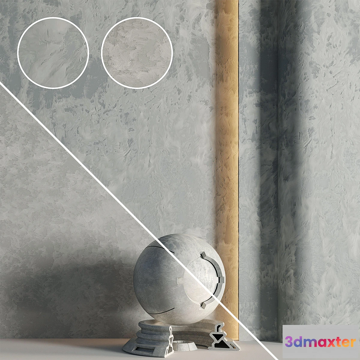 1397460 - 2 Mats  Decorative Plaster 03  PBR  4K 3D Max