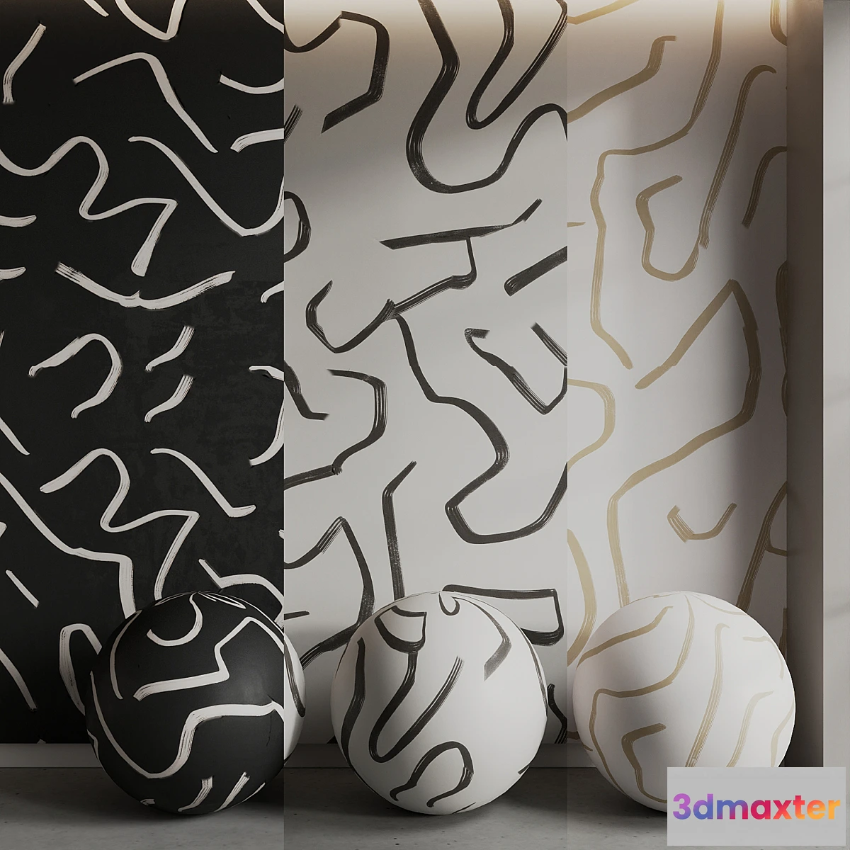 1430856 - BELARTESTUDIO Murals Seamless set Artistic Lines 3D Max