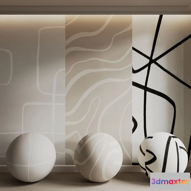 1546068 - Neutral Abstract Wallpaper Set 3D Max