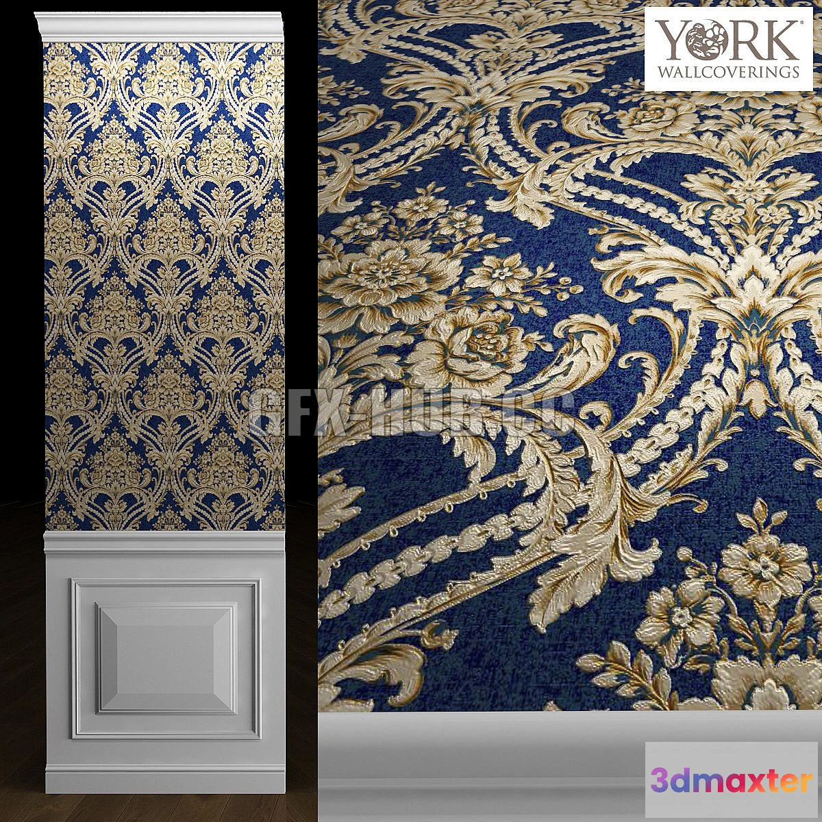 1556823 - York Wallcoverings DAMASK Wallpaper 3D Max