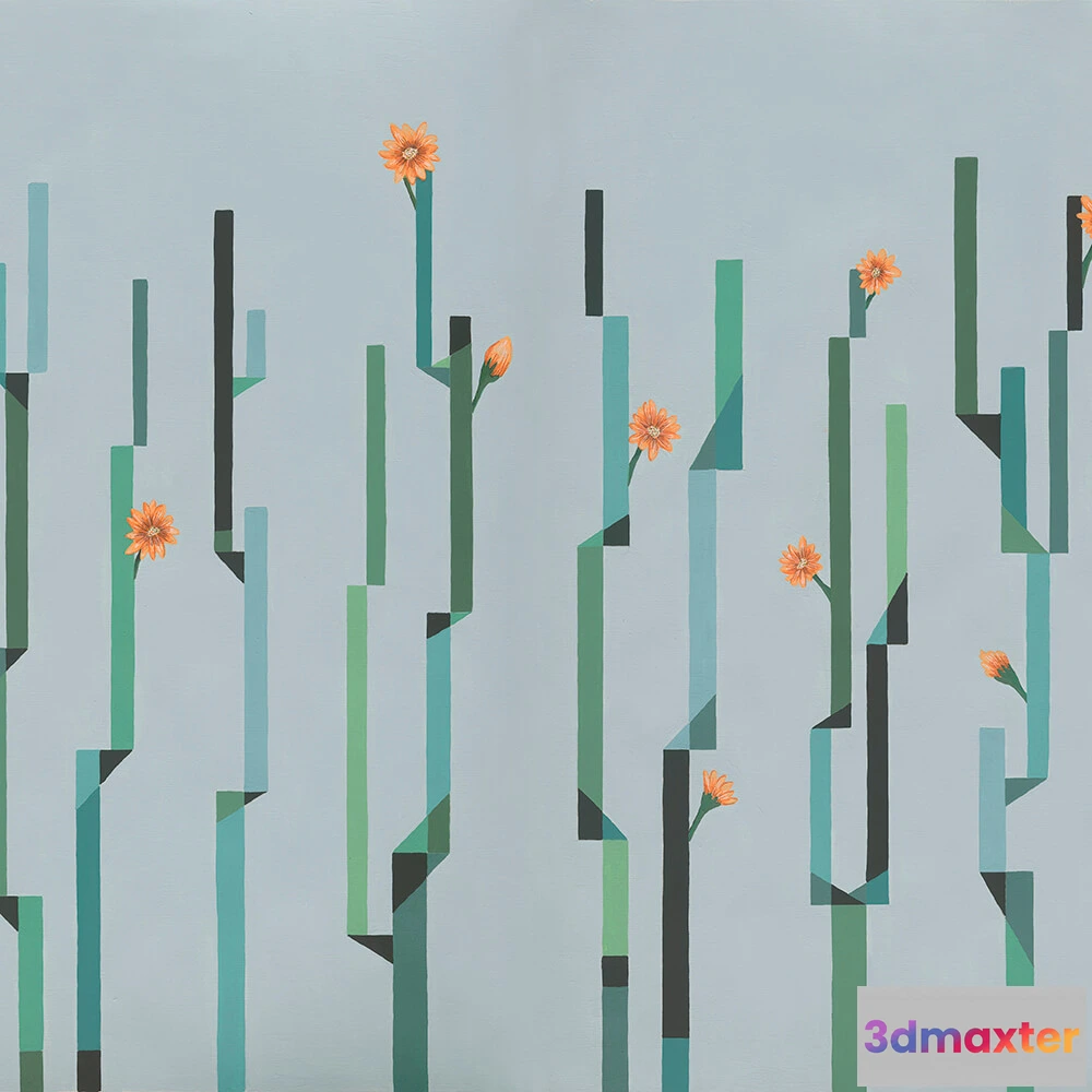 1675293 - Coordonné - Wallpaper Flor de Cactus 3D Max