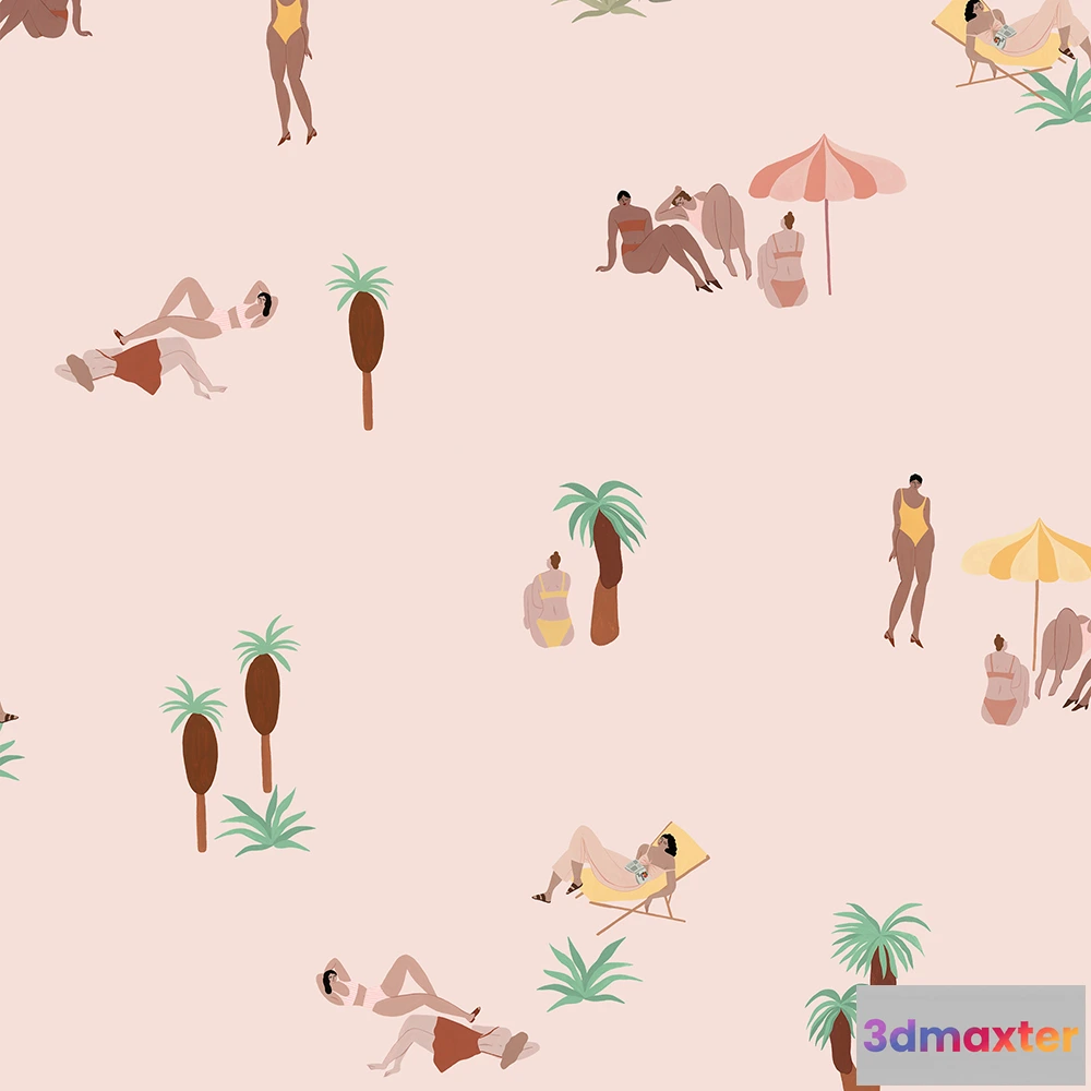 1675347 - Coordonné - Wallpaper One Day at the Beach 3D Max