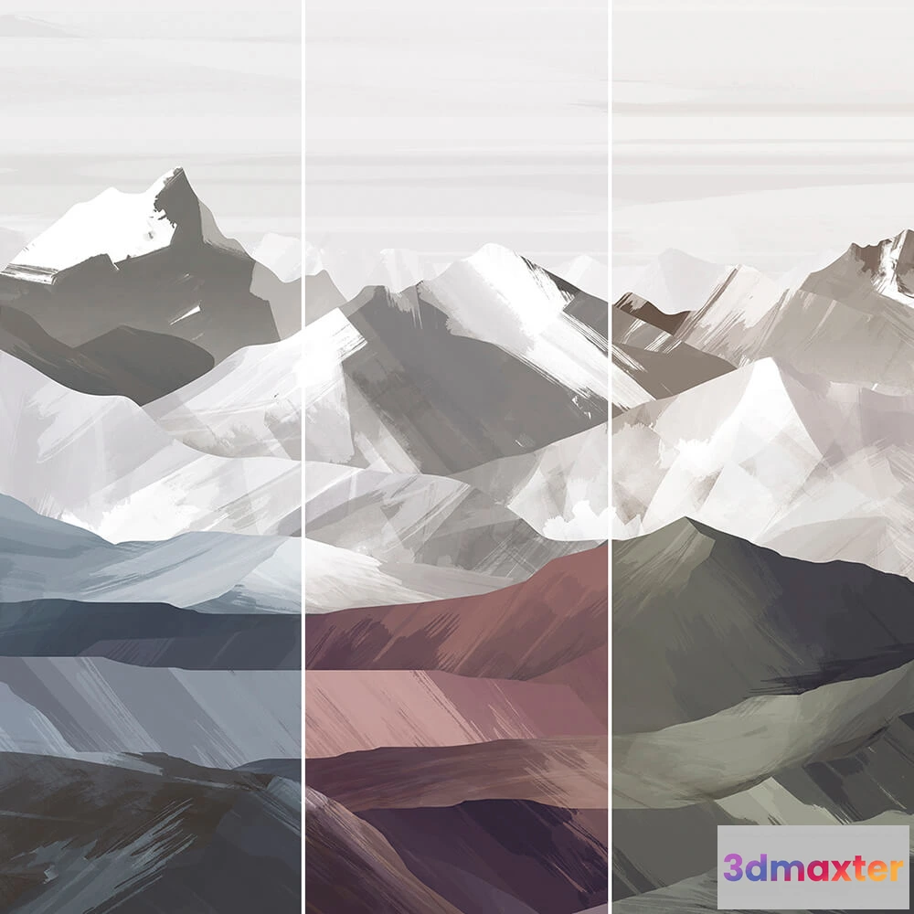 1675481 - Creativille - Wallpaper 2571 brushed art mountains 3D Max
