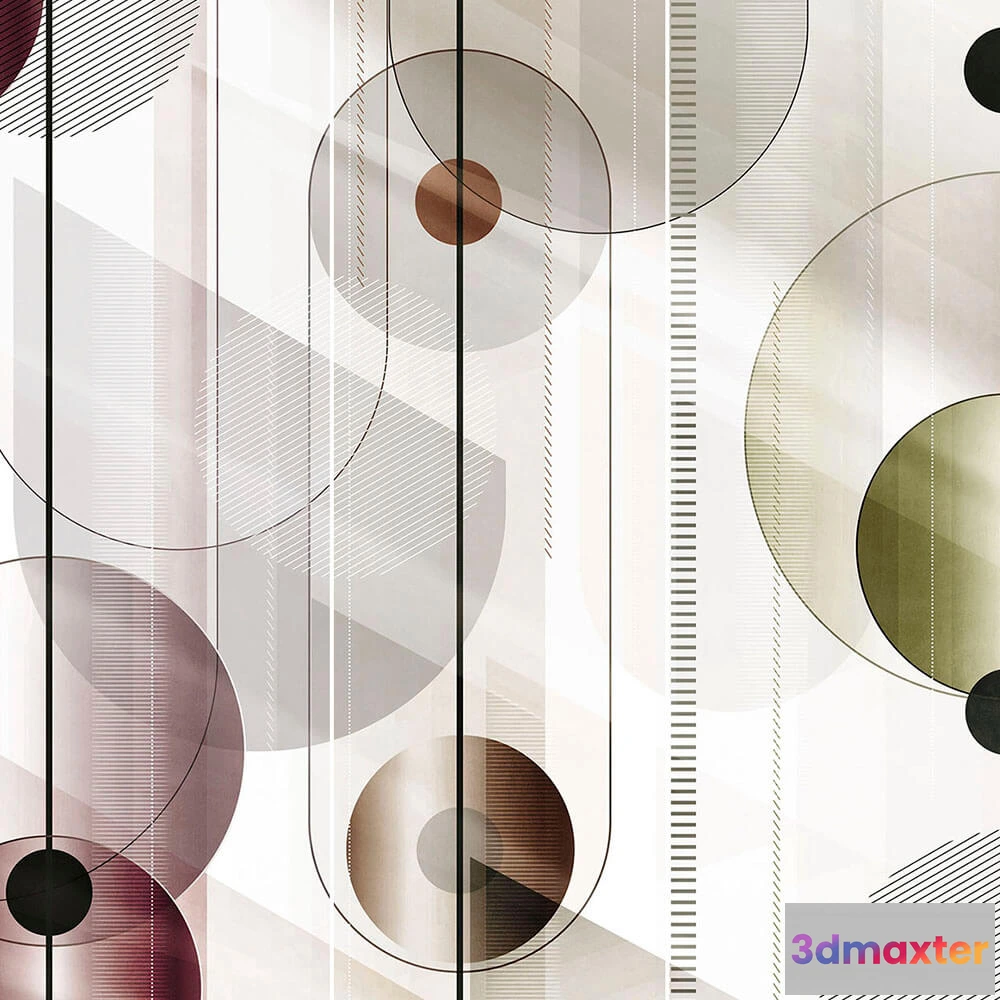 1675483 - Creativille - Wallpaper 8045 circles and rays 3D Max