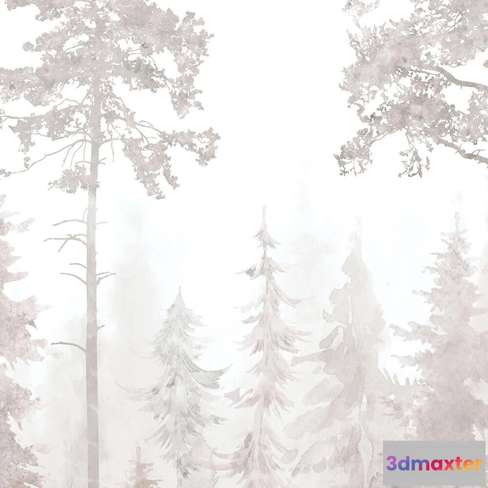 1675523 - Creativille - Wallpaper 4946 watercolor pines 3D Max