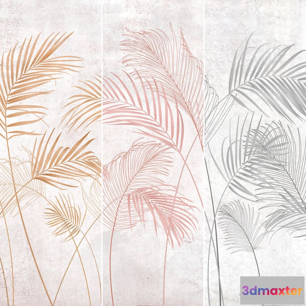 1675661 - Dress-wall - Wallpaper Palm leaves light 3D Max