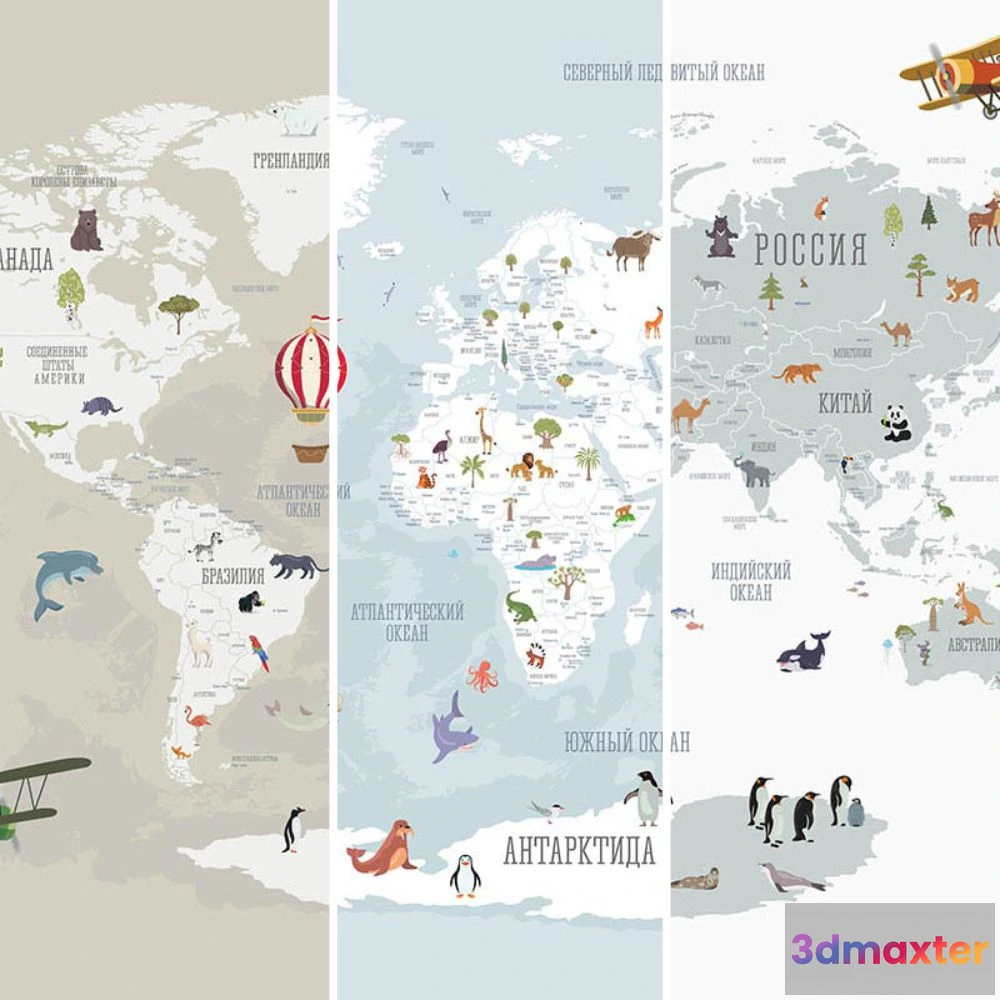 1675717 - Dress-wall - Wallpaper Exupery world map 3D Max