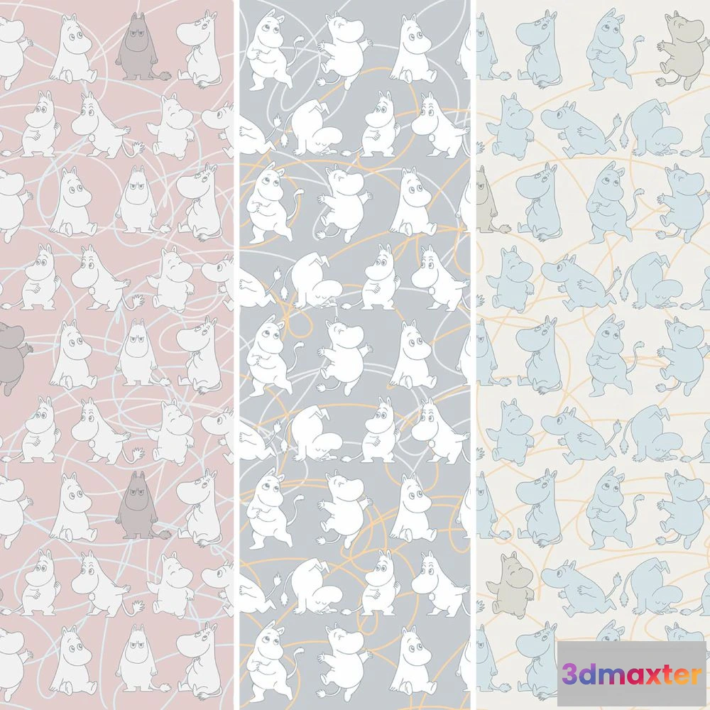 1675723 - Dress-wall - Wallpaper Moomintrolls 3D Max