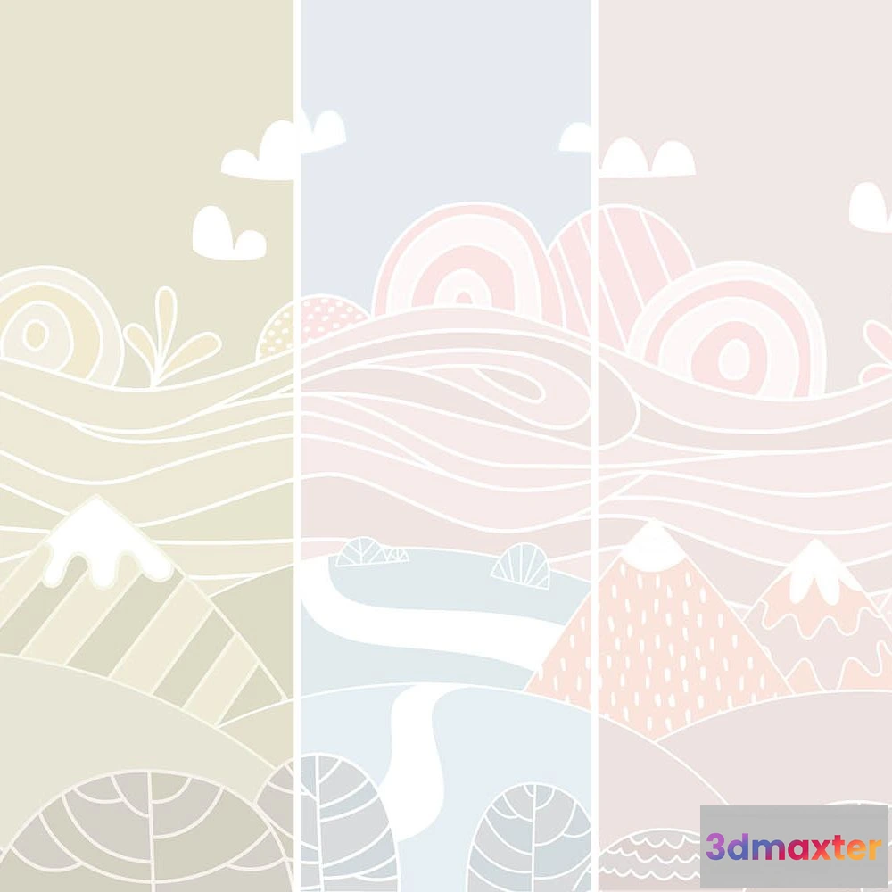 1675727 - Dress-wall - Wallpaper Marshmallow fields 3D Max