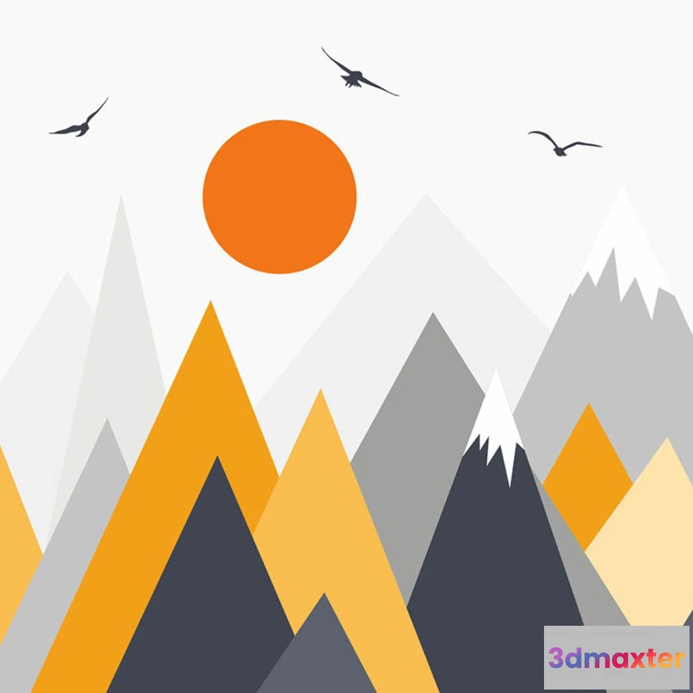 1675737 - Dress-wall - Wallpaper Orange mountains 3D Max