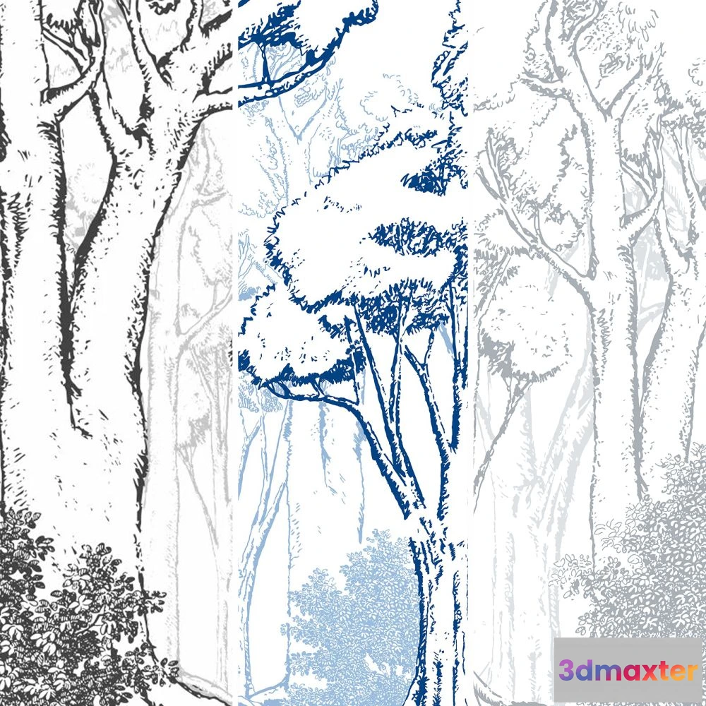 1675739 - Dress-wall - Wallpaper Graphite forest 2 3D Max