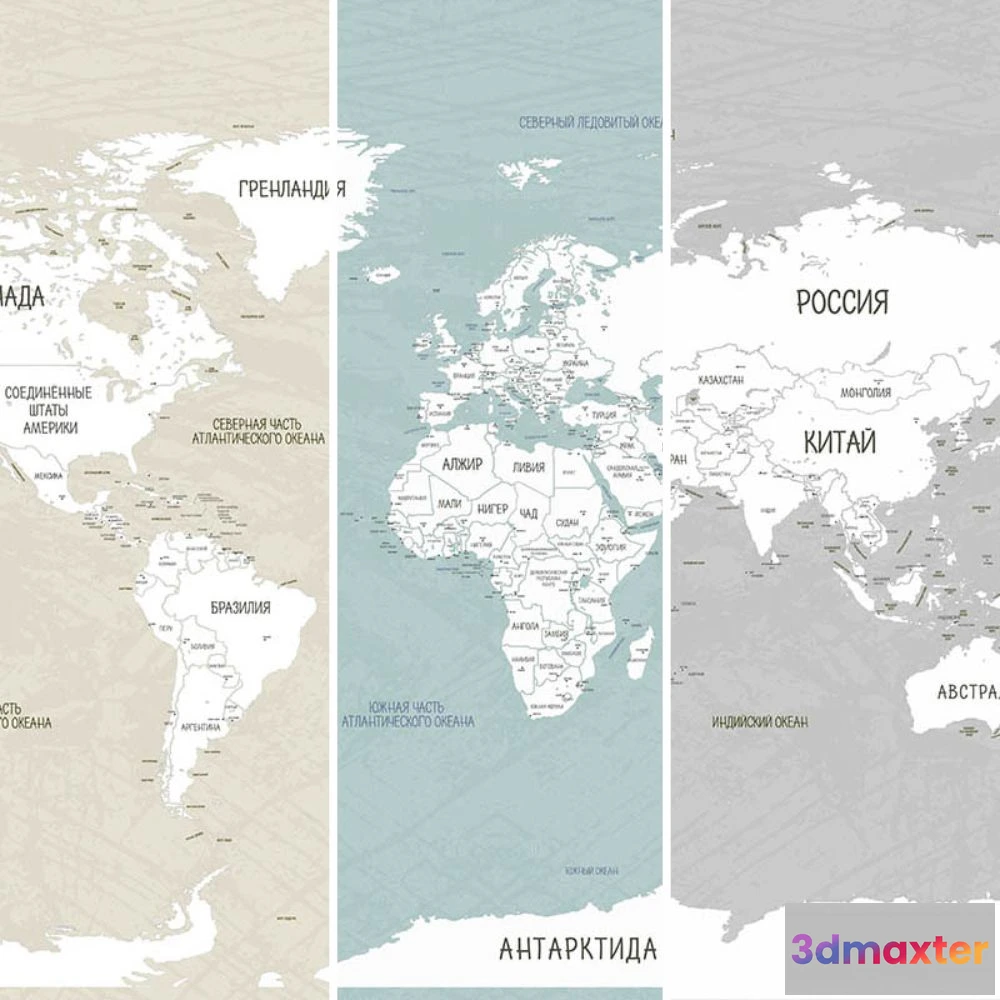 1675741 - Dress-wall - Wallpaper World map contour 3D Max