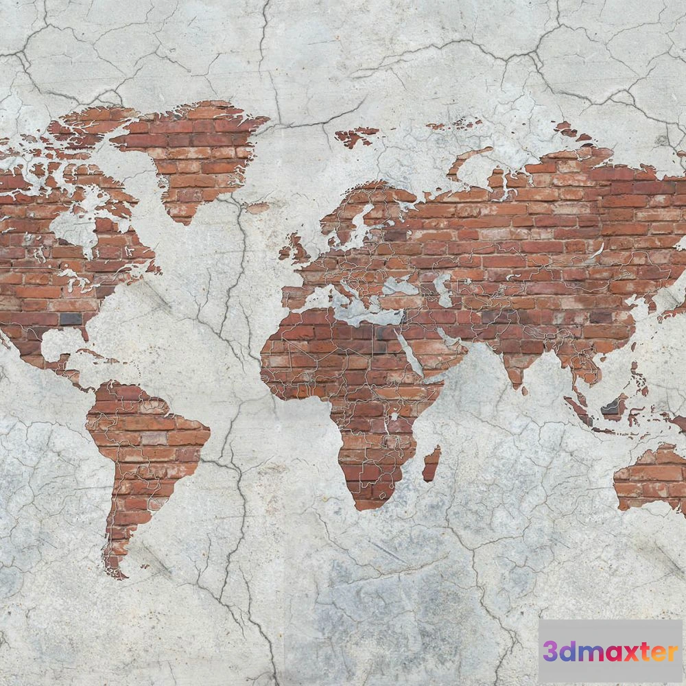 1675743 - Dress-wall - Wallpaper World map Loft 3D Max