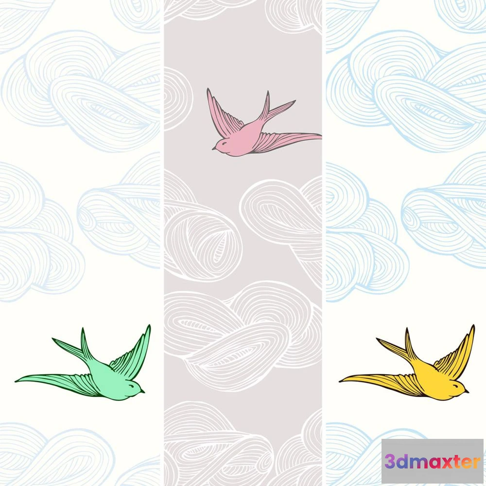 1675783 - Dress-wall - Wallpaper Swallows 3D Max