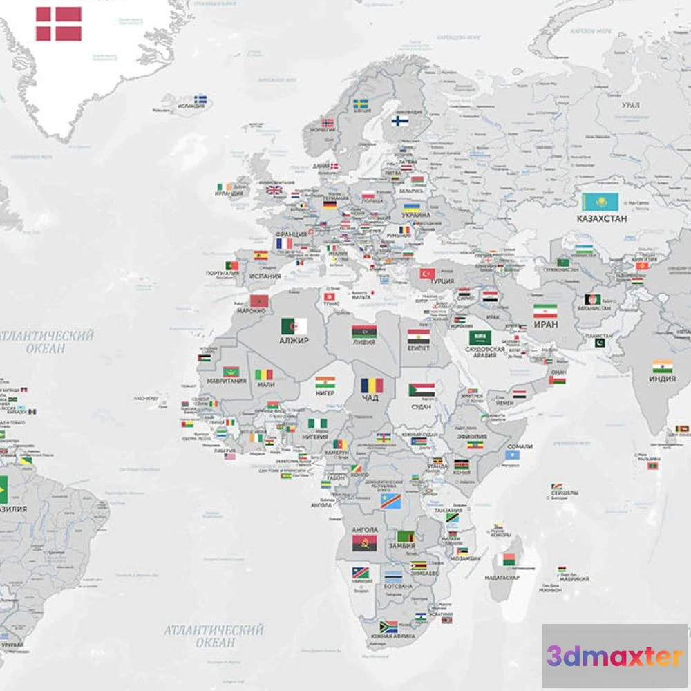 1675787 - Dress-wall - Wallpaper World map with flags 3D Max