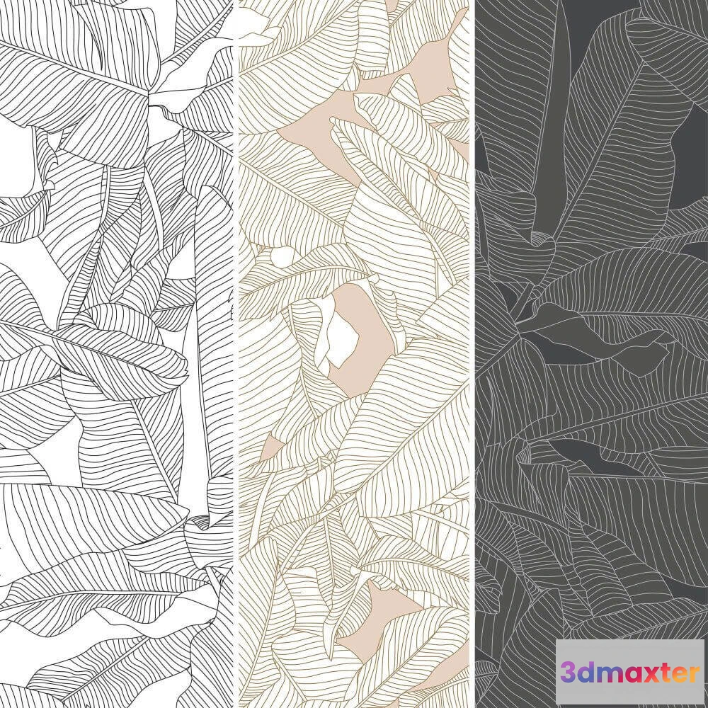 1675789 - Dress-wall - Wallpaper Banana leaves 3D Max