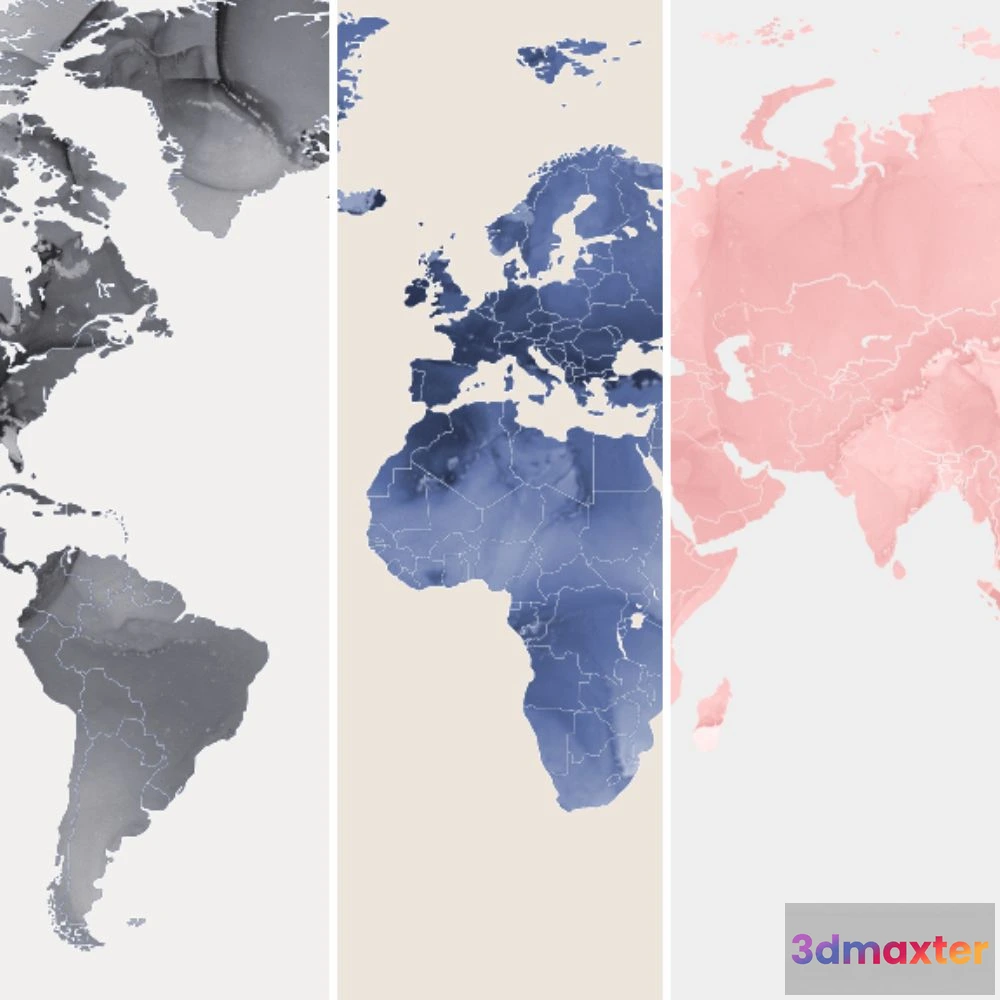 1675795 - Dress-wall - Wallpaper World map Fluid 3D Max